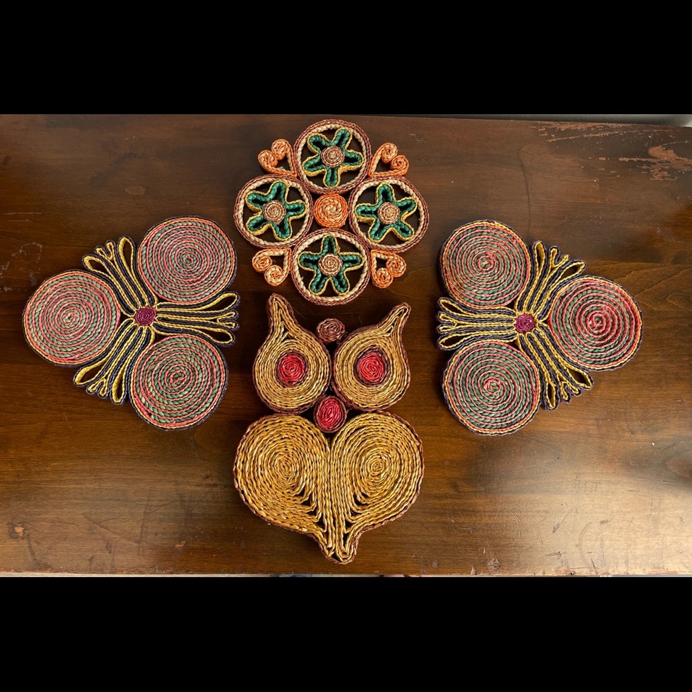 Colorful Vintage Boho Woven Trivets